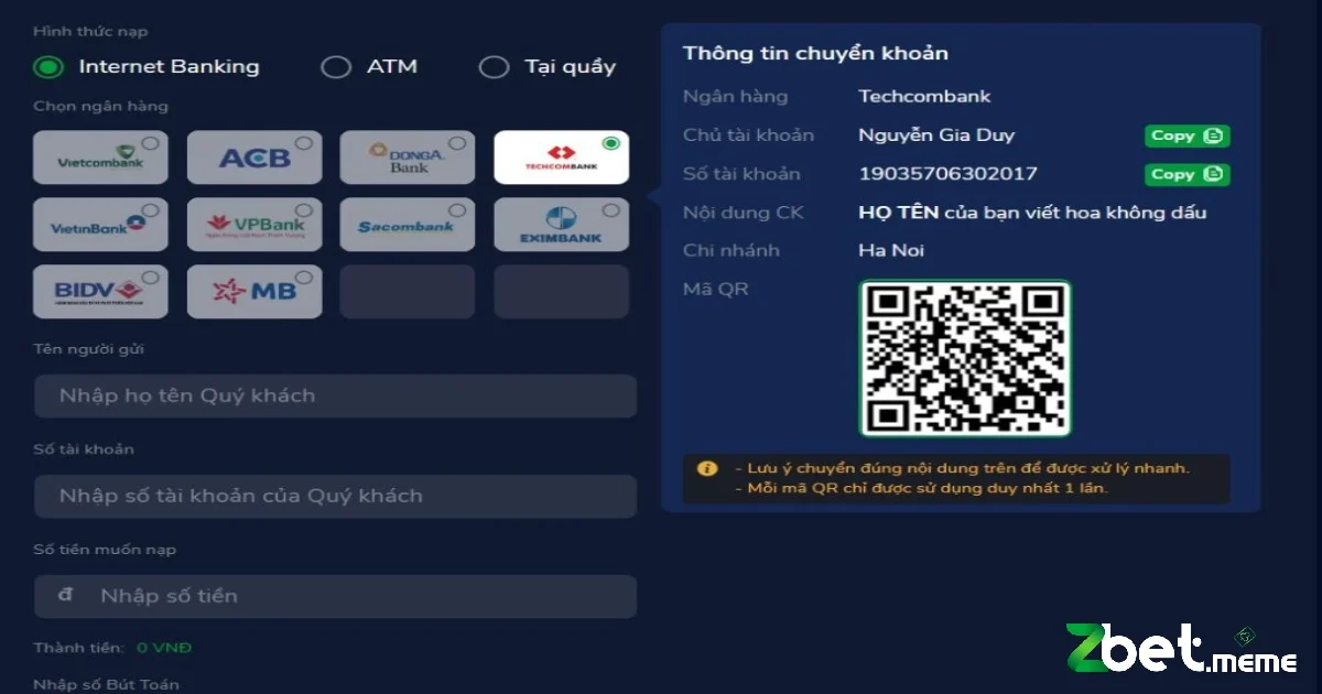 Nạp Tiền Zbet: Hướng Dẫn Các Bước Chi Tiết Và Nhanh Chóng 2 Quy Trình Nạp Tiền Nhanh Chỉ Trong Vài Bước